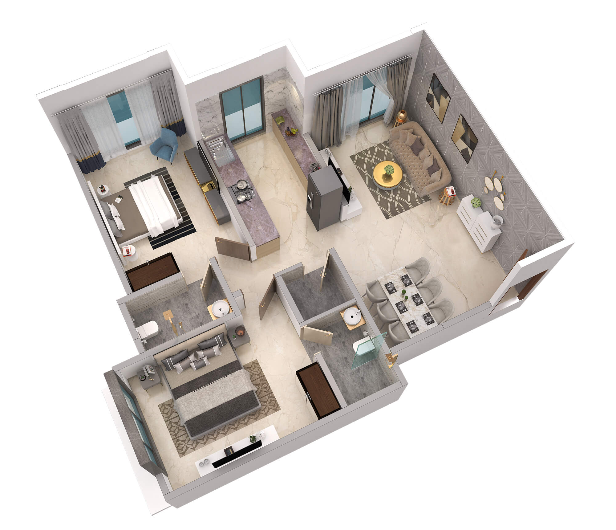 2-BHK—ISOMETRIC-VIEW